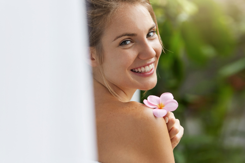 Woman with flowers